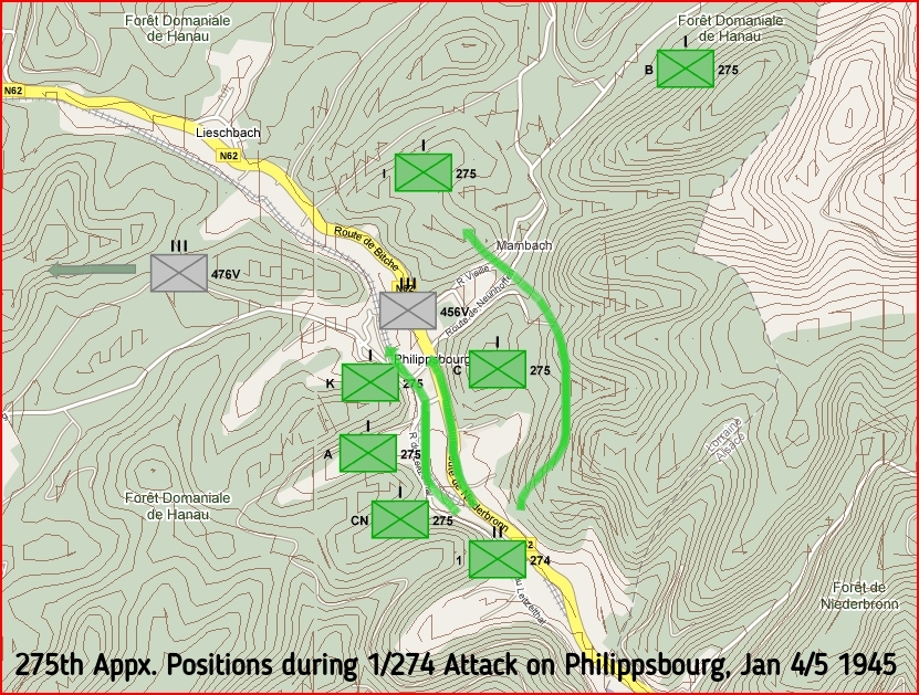 plan attaque du 274th sur Philippsbourg
